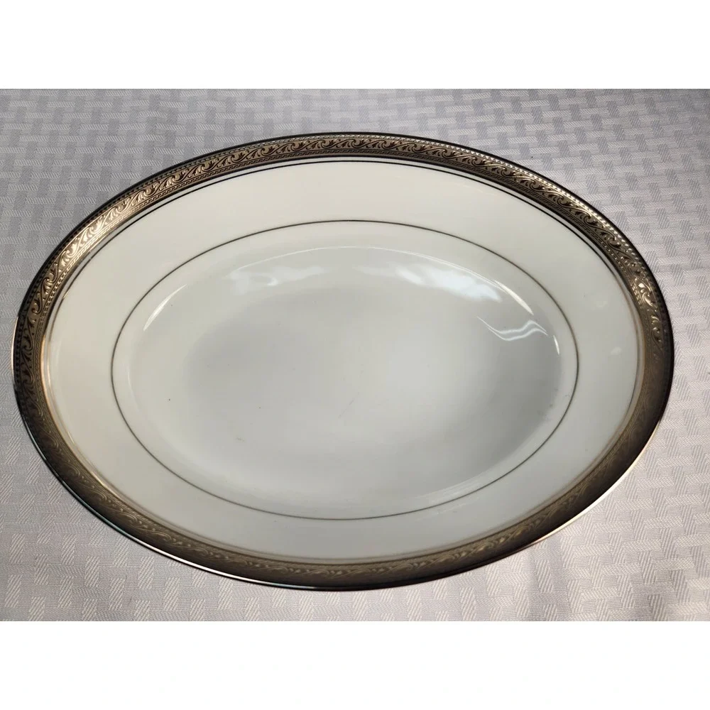Noritake Crestwood Legendary Platinum Elegant Oval Vegetable Bowl New!